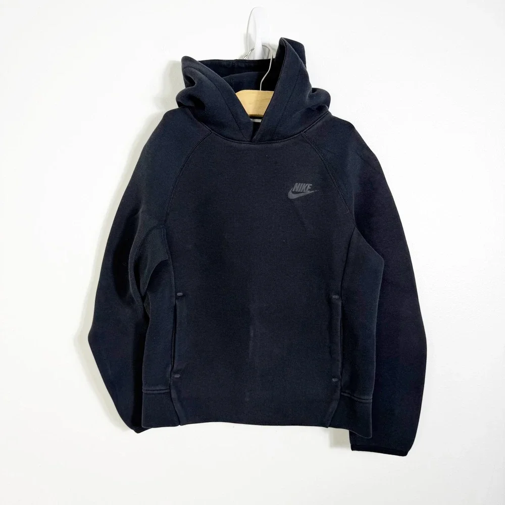 Nike Tech Fleece Hoodie Kids Medium Black Pullover Sweatshirt FD3291-010